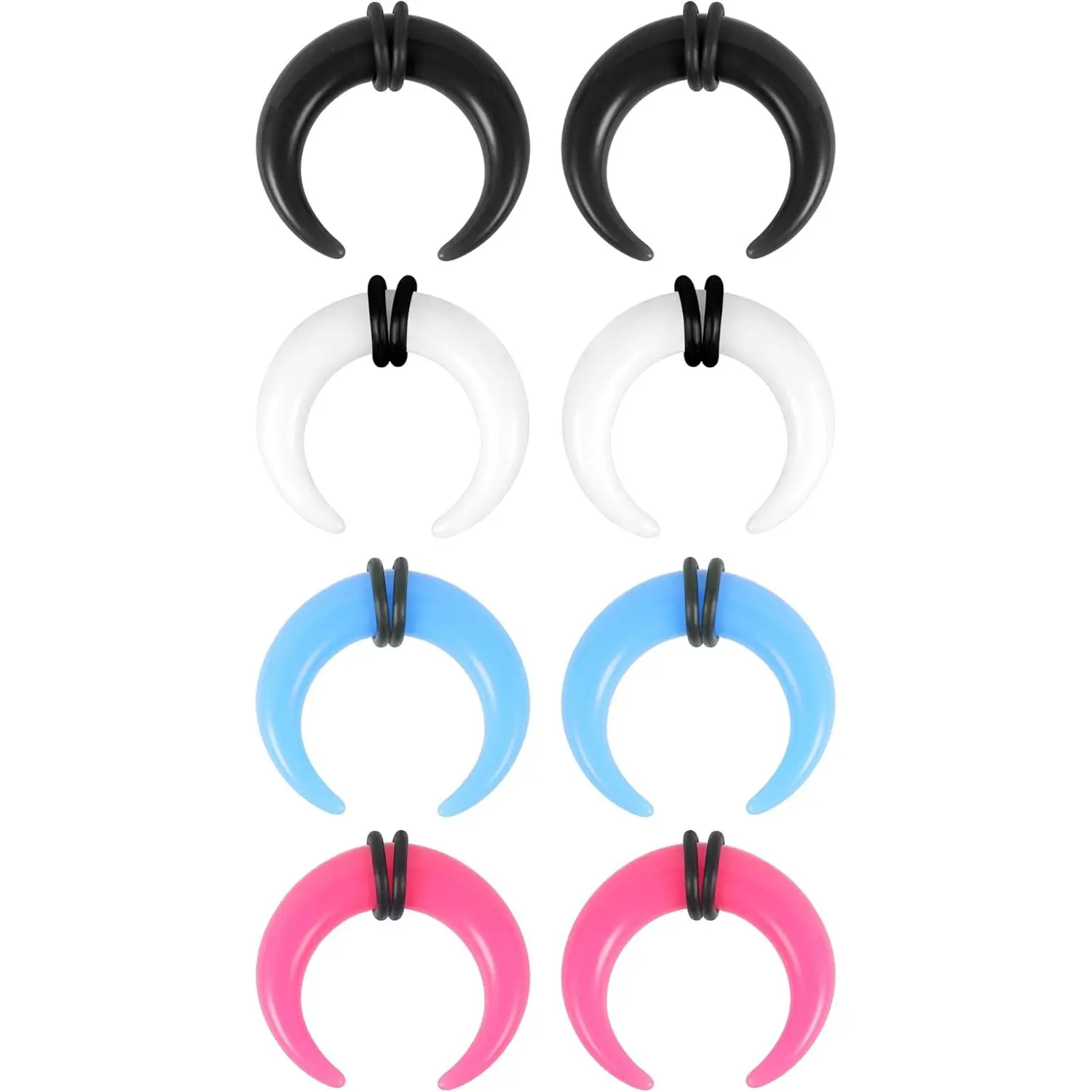 4 Pairs  Septum Taper Pincher Ring, 14G 12G 10G 8G 6G 4G 2G 0G 00G Buffalo Horseshoe Nose Ring Stretcher Expander for Stretching Pierced Nose Ear