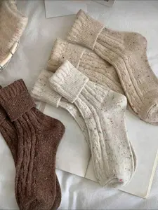Women's Thick Warm Mid-Calf Wool Socks, Vintage Style, Fall Winter, Comfortable and Fashionable, Casual Daily Wear, Socks Set
