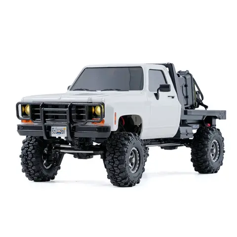 FairRC FCX18S Hobby Grade RTR Flatbed Classic Mod Truck, 1/18 Scale, 3D-Printed Resin Bed, Batrazzi Wheels, Rechargeable Battery, Hydraulic Shocks, Light Effects, Includes Cells, for RC Enthusiasts (rc cars, remote car)