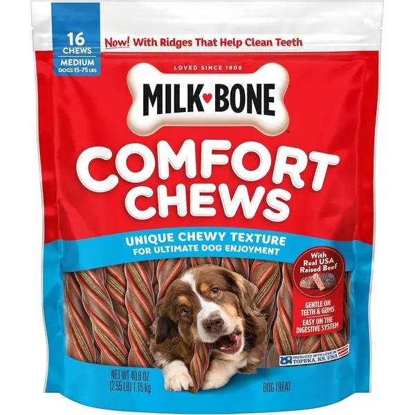 Beef Dog Chews – Soft Chewy Texture Treats for Dogs, Long Lasting Snacks (40.8 oz, 16 Chews)