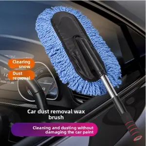 Car Wax Brush Lightweight Extendable Effective Dusting Cleaning Wax Brush Microfiber Dust Cleaner Car Wash Mop, Portable Auto Detailing Tool