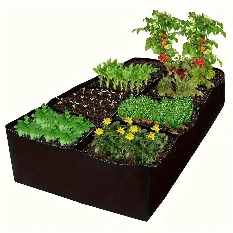 8-grid Garden Planting Bag, Reusable Breathable Vegetable & Flower Planting Bag, Garden Planting Bag for Indoor & Outdoor, Veggie Shaped Pots, Growing, Decorative