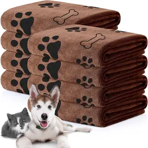 8 count Bulk Towels for Drying Dogs Cats Pet Towels Puppy Microfiber Quick Drying  Paw Bath Bathing Supplies Absorbent for Medium Pets(Coffee,40 x 24 Inch)