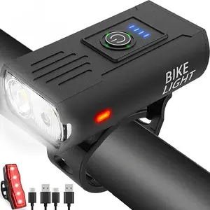 Bike Light, High Lumens Super Bright Bicycle Lite, 6+4 Modes USB Rechargeable Bike Headlight & Taillight Set, Waterproof Safety Bike Front & Rearlight for Road, Mountain, Night Riding (gift)
