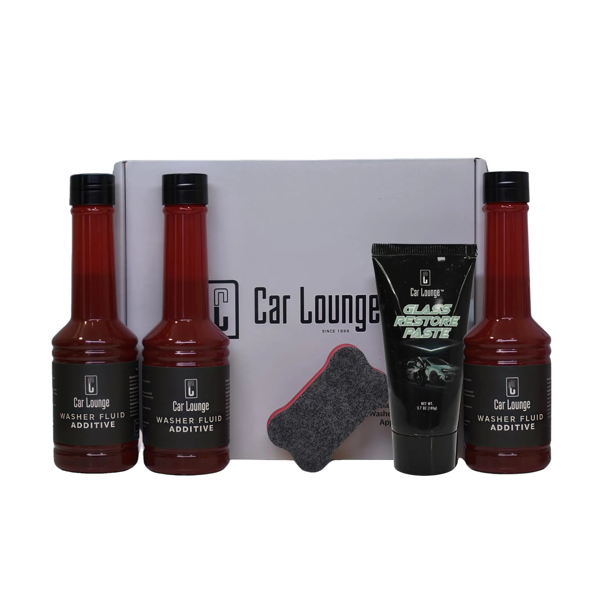 Car Lounge Ultimate Glass Cleaning Kit - Restore Clarity & Enhance Visibility with Glass Restore Paste & Washer Fluid Additives, Superb Power Cleaner