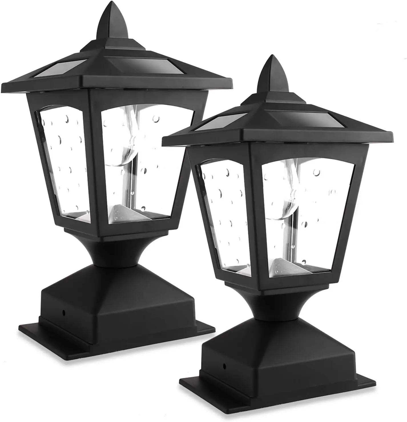 2 PACK Solar Post Lights Outdoor, Solar Lamp Post Cap Lights for Wood Fence Posts Pathway, Deck christmas lights outdoor