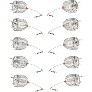 10Pcs Carp Fishing Bait Trap Cage Feeder Basket Holder Coarse Lure Feeder Carp Fishing Tackle Kit, Sizes L/M/S Available