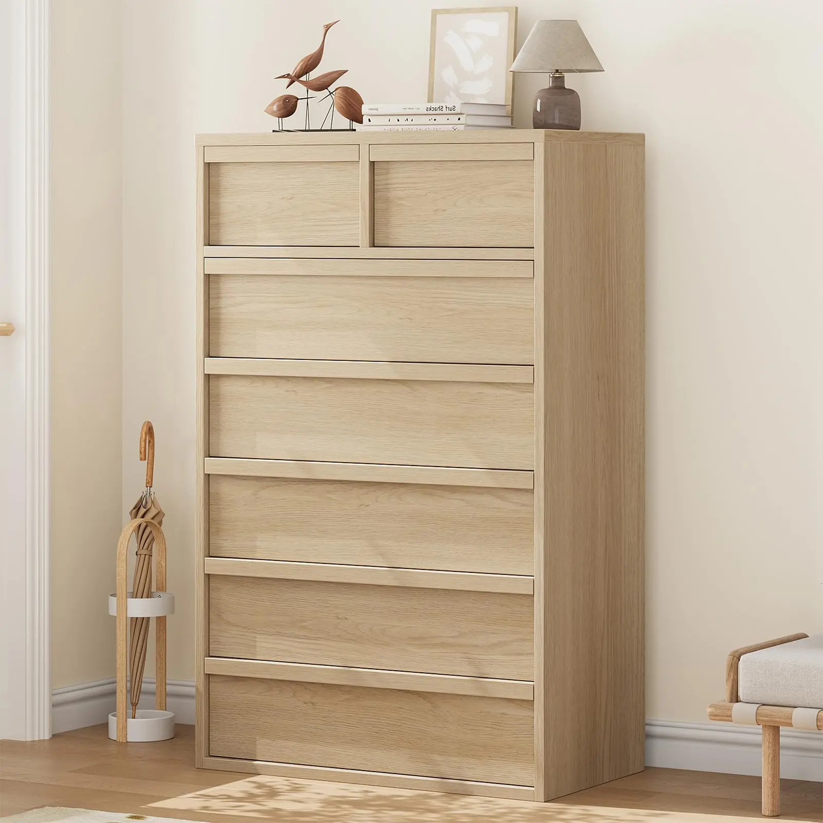 5/7 Drawer Tall Sturdy Thick Wood Dresser - Large Drawers Storage Unit, Multifunctional Wooden Chest for Bedroom, Living Room, Five/Seven