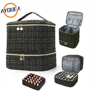 Portable Salon-Grade Nail Polish Makeup Storage Bag Valentine's Day Gift Water Resistant Organizer Holds 30 Bottles UV Lamps Chic Travel Case for Manicure Tools Accessories Lightweight Jewelry Organizer Box Girlfriend Present Minimalist