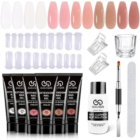 Acrylic Polygel Manicure Kit with 20 Nail Molds, 6 Color Acrylic Polygel Manicure Kit with Nail Art Tools, Professional-grade Nail Art Kit for Beginners, DIY Nail Kit, Nail Extension Kit, Polygel Nail Kits, Nail Extension Set