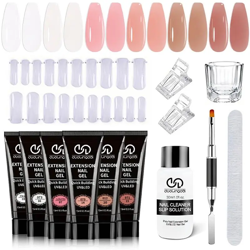 Acrylic Polygel Manicure Kit with 20 Nail Molds, 6 Color Acrylic Polygel Manicure Kit with Nail Art Tools, Professional-grade Nail Art Kit for Beginners, Nail Extension Kit, Polygel Nail Kits, Nail Extension Set, Acrygel Beginner Kit