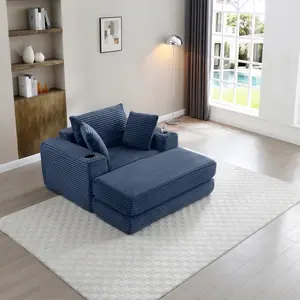 52.4" Modular Chaise Lounge Chair, 3-in-1 Convertible Floor Sofa Bed with Foam Filling, Corduroy Reading Chair for Living Room Bedroom Apartment