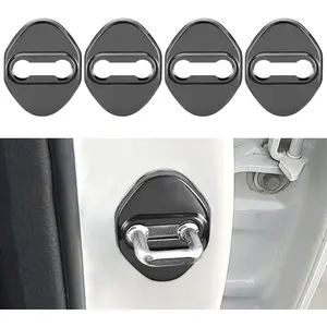 4 count  Door Lock Latches Cover Protector Compatible with Toyota 86 Camry Tacoma RAV4 Corolla Highlander Tundra Prius CHR Avalon Accessories Stainless Steel  Door Lock Decorations (Black)