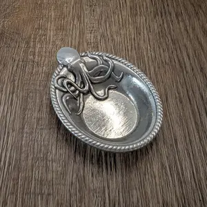 Pewter Octopus Ring Dish, Small Nautical Jewelry Keeper