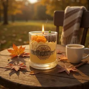 Omi's Candle Shop Pumpkin Patch Candles Spooky Season Decor with Pumpkin Decorations for Halloween Pumpkin Cream Scented Aroma for Fall Autumn Room Ornaments Seasonal Fragrance Cozy