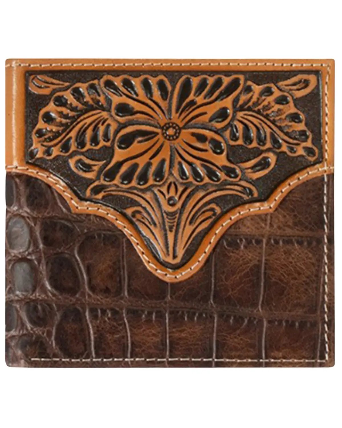 Ariat Men's Men'S Bi-Fold Croc Floral Embossed Wallet - A3553002