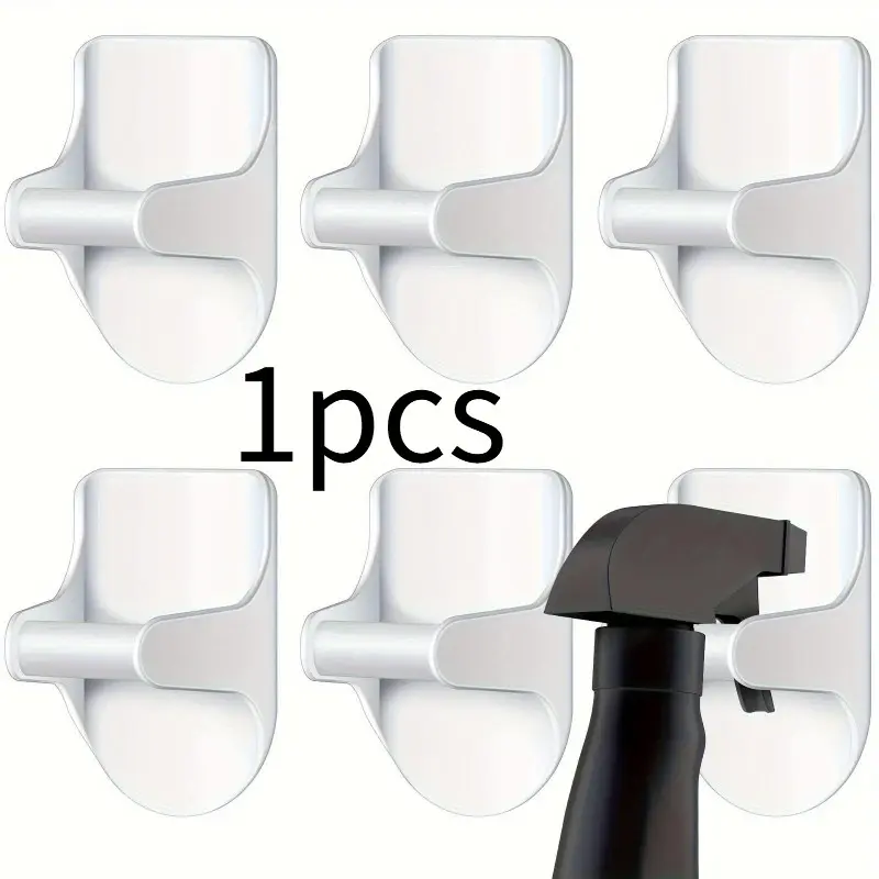 1pc Modern Wall-Mounted Spray Bottle Holder - Bathroom & Kitchen Adhesive Hook Organizer, Multi-Functional Plastic Holder for Bathroom Storage and Wall Mounted Organization, Bathroom Organizing Accessories