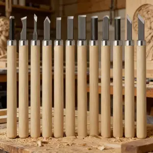 Wood Carving Tool Set 12 Pieces, Stainless Steel Carving Knives, DIY Woodworking Kit, Ergonomic Wooden Handle, for Hobbyists and Professionals