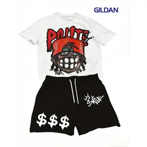 Gildan 2-Piece Set S-4XL | Cartoon Boy Printed Sport T-Shirt & Shorts Suit | Men’s American Tracksuit Outfit | Premium Cotton Summer Activewear | Trendy Plus Size Streetwear Bundle | Soft Breathable Casual Set for Men | Must-Have Summer 2026