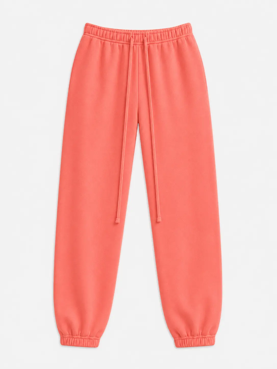 Men's Oversized Coral Pink Cotton Fleece Sweatpants - Athletic, Colorfast, Durable, Relaxed-Fit Joggers with Side Pockets, Drawstring, All-Seasons Casual Streetwear for Gym, Travel