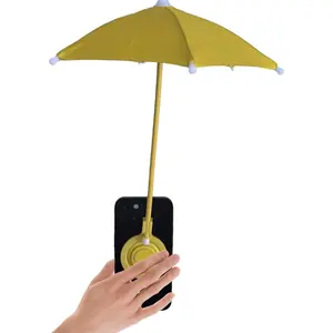 Magnetic Phone Umbrella for Sun Shade with Universal Adjustable Ring Stand, CellPhone Holder with Outdoor Anti-Reflective Magnetic Umbrella for iPhone 16 15 14 13 Pro Max, Yellow