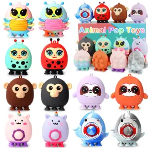 12 PCS Pop Party Favors for Kids,3D Pop Animals Its Fidget Toys pop it fidgetstoys birthday gift Transformable Fidget pop blocks