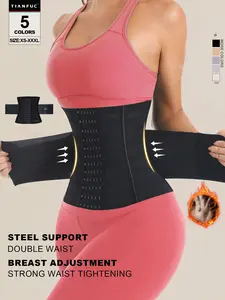 Wrap Waist Trainer Double Belt Faja Body Shaper Corset Shapewear Slimming Sheath Woman Flat Tightens Belly Sheath Waist Trainer Body Shaper