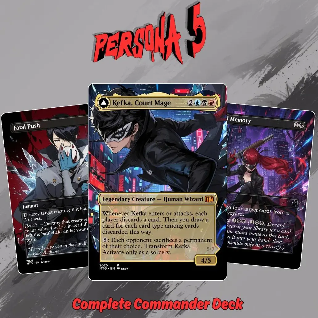Proxy 100+ Card Commander Deck Kefka Court Mage Final Fantasy Grixis Storm Spellslinger Fast Combo Strategy Theme Ready to Play Magic Style Deck Perfect Gift for Collectors and Card Players