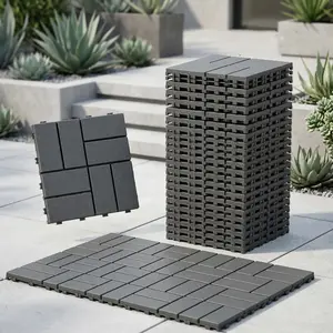 44 Pack Interlocking Deck Tiles - Outdoor Patio Flooring for All Weather Use - Versatile Plastic Decking for Pool, Balcony, Backyard & Porch in Dark Brown, Blue, Dark Coffee, Dark Gray & Khaki - Perfect for Greenhouse Flooring and Foundation