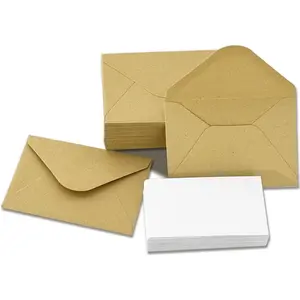 50 Packs of  Card Envelopes with Blank Cards 4x2.75  Mini Envelope Business card envelope (50, Brown, 4x2.75)