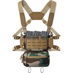 Tactical Chest Rig, 1000 Denier Cordura Nylon Fabric Molle Micro Chest Rigs with 5.56/7.62 Magazine Pouch Holder