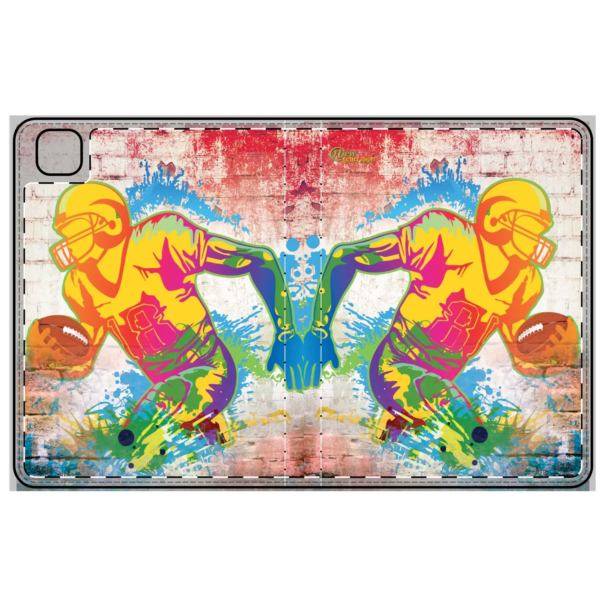 Vibrant Football Tablet Folio Case ,Colorful Sports Cover, Gift for Gamers, iPad Sleeve, Mens Accessories, Tablet Protector