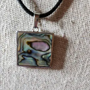 Paua Sea Shell Pendant & Corded Necklace