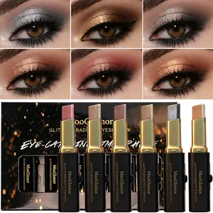 MooGlamor Matte Two Color Eyeshadow Stick Set Long Lasting Makeup Waterproof Highlighter Glossy EyeShadow Pencil Suitable For Beginners Cosmetic