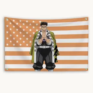 Gyomei Himejima Hashira Demon Slayer Wall Banner - Anime American Flag Poster, Otaku Room Decor - American Flag Style, Otaku Room Decor.