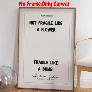 Fragile Like a Flower, Inspirational Canvas Painting, Wall Art, Art Wall Decoration for Home Living Room Bedroom Office School Decor, Poster, Unframed Art Print, Canvas Art And Prints For Walls