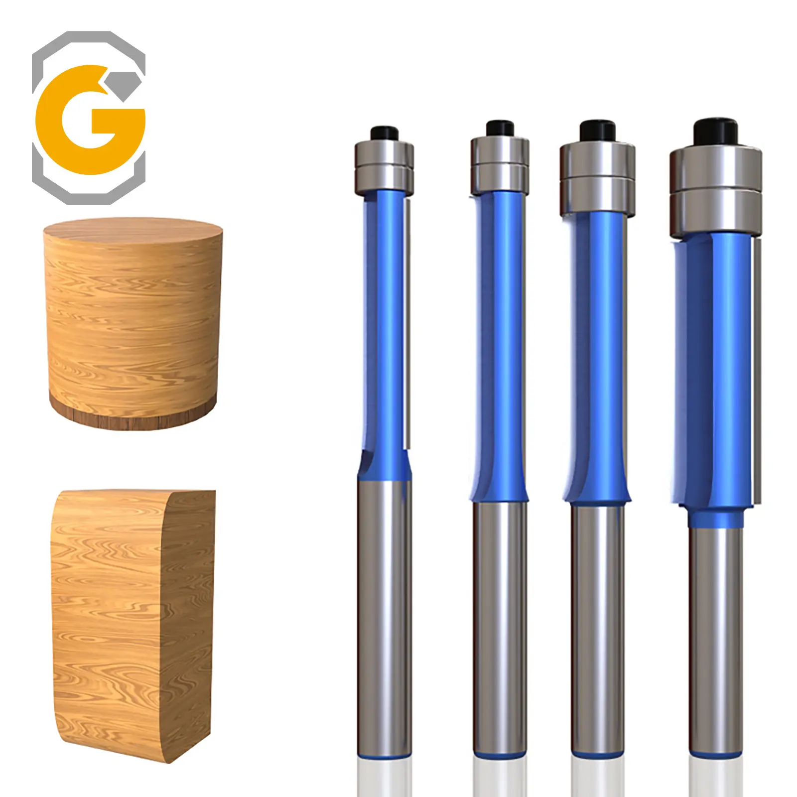 4pcs set 1/4Shank Head Wood Milling Cutter Precision Flat Bottom Slot Mortise Milling Cutter Heads with Dual Bearings - Tungsten Steel Grooving, and Alloy Shaping - Durable Metal Structure, Long-Lasting Performance - For Woodworkers & DIY Enthusiasts