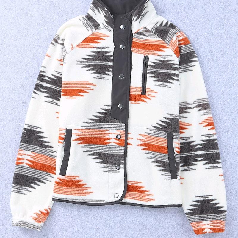 Womens Vintage Fleece Jacket Western Aztec Print Long Sleeve shacket trendy woman puffer  jacket winter  coat