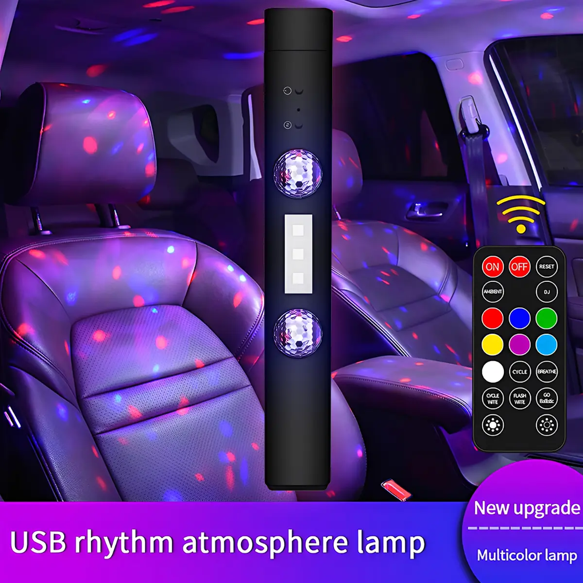 Wireless USB Car LED Ambient Lights – Rechargeable RGB Interior Lamp with Remote, Music Sync & Built-in Battery for Car Decoration truck stuff Car Accessories