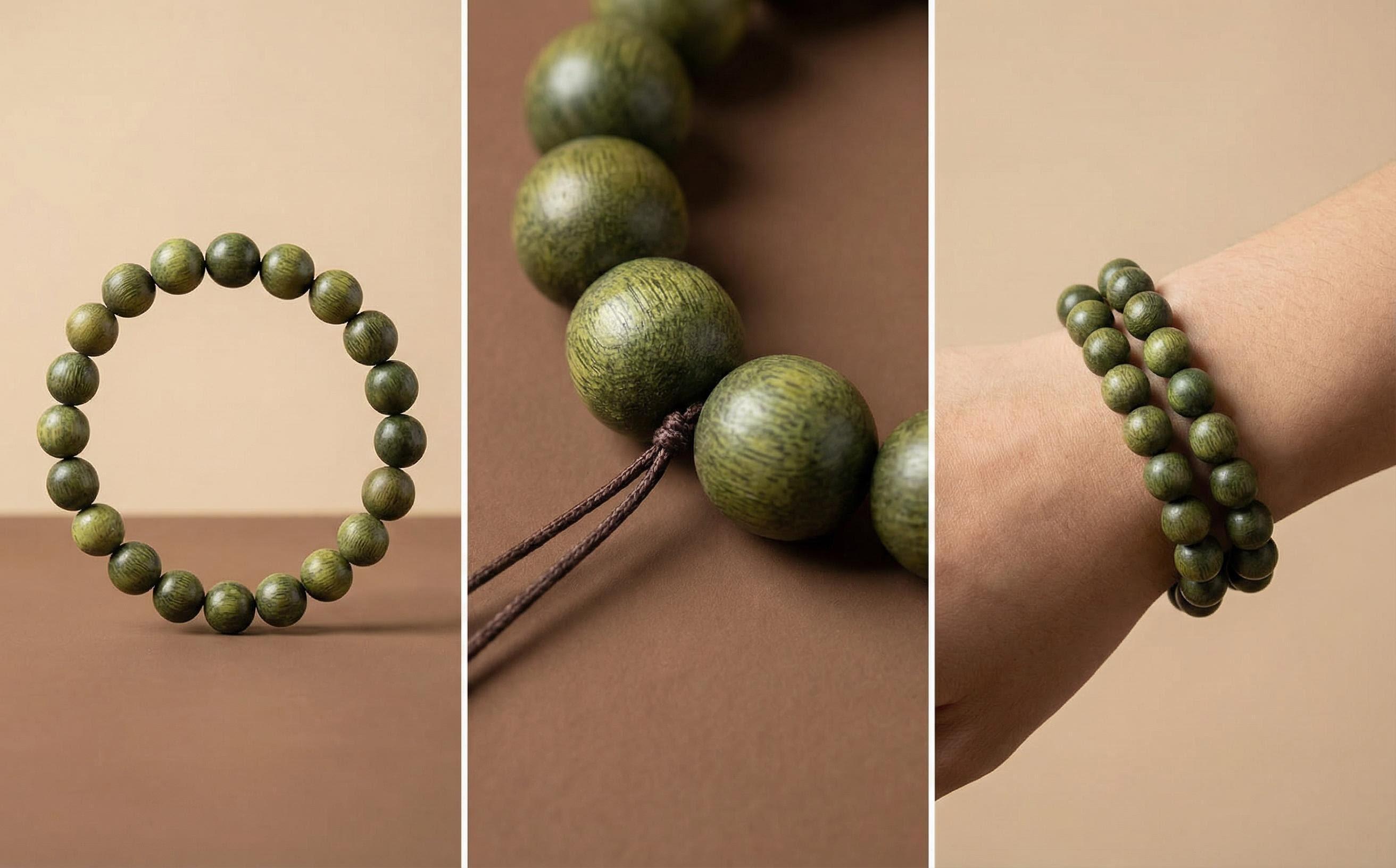 Hoexe Green Sandalwood Bracelet Trendy Fashion Elegant Portable Durable Nice Special-Interest Design Bracelet