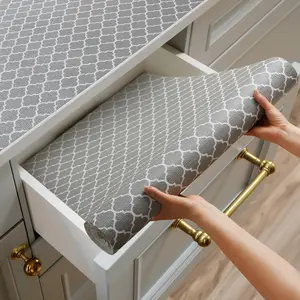 1PC Shelf and Drawer Liner for Kitchen Cabinets Non-Adhesive, Strong Grip Non-Slip Thickened Cabinet Liners for Shelves, Waterproof Mats for Dresser Cupboard, Gray, （18*118，11.8*58）inch