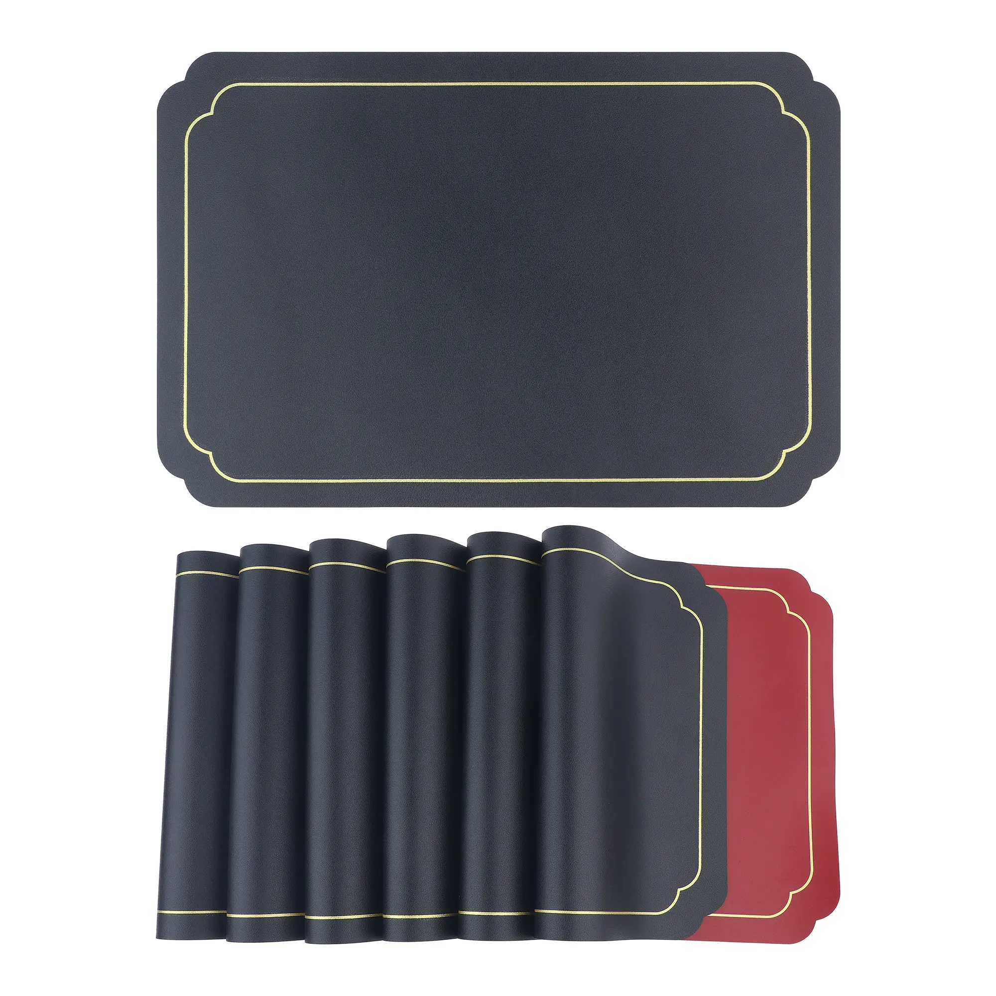 REGALWOVEN Placemats Set of 6 Leather Placemats for Kitchen Dining Table Decor Washable Heat Resistant Table Placemats Wipeable Table Mat 18*12in