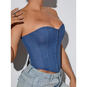 1pc Punk Style Strapless Women's Corset Top with Front Clasp Closure and Bow Tie Detail, Elegant Sleeveless Boned Corset Women's Shaping Top, Waist and Abdomen Shapewear, Body-shaping Cincher Top Shaping Vest, Suitable for Various Occasions and All