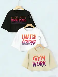 Women's Short Sleeve Loose Fit Casual Top, Womenswear, Cartoon Print Letter Pattern, Y2K Style, Comfortable Soft Yoga Gym Wear, Multiple Colors Available