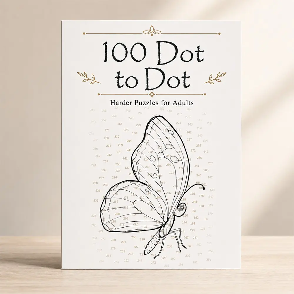 Teenage High Difficulty Number Connect Book, 100 Points Dot to Dot Puzzle, Stress Relief Activity Book, English Edition Paperback, Adults, Relax