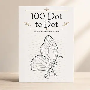 Teenage High Difficulty Number Connect Book, 100 Points Dot to Dot Puzzle, Stress Relief Activity Book, English Edition Paperback, Adults