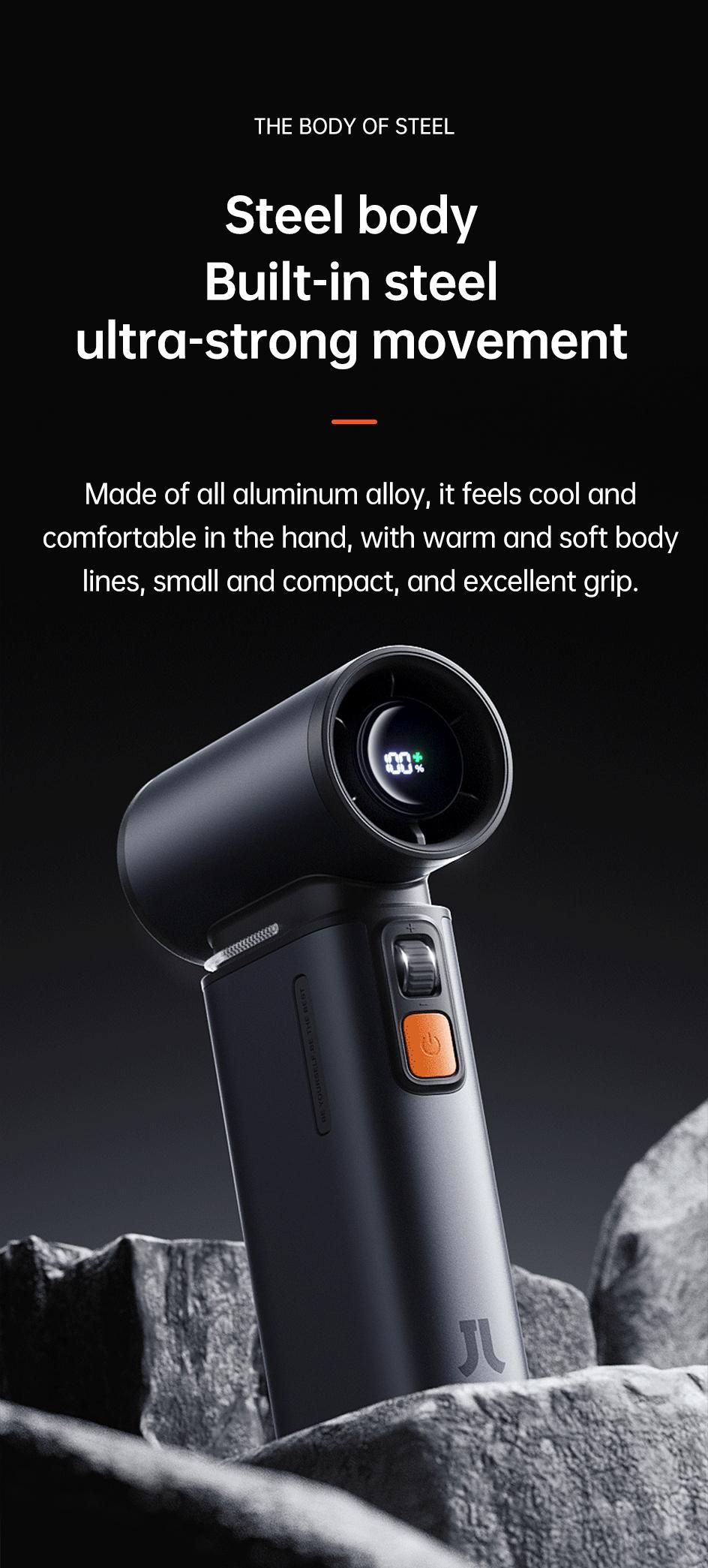 JISULIFE Portable Handheld Turbo Fan 100 Speeds Adjustable Mini Personal Fan 9000mAh USB Rechargeable Battery Operated LED Display Compact Design