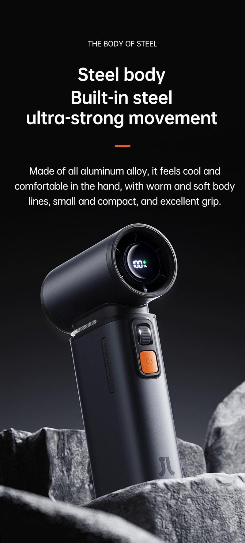JISULIFE Portable Handheld Turbo Fan 100 Speeds Adjustable Mini Personal Fan 9000mAh USB Rechargeable Battery Operated LED Display Compact Design