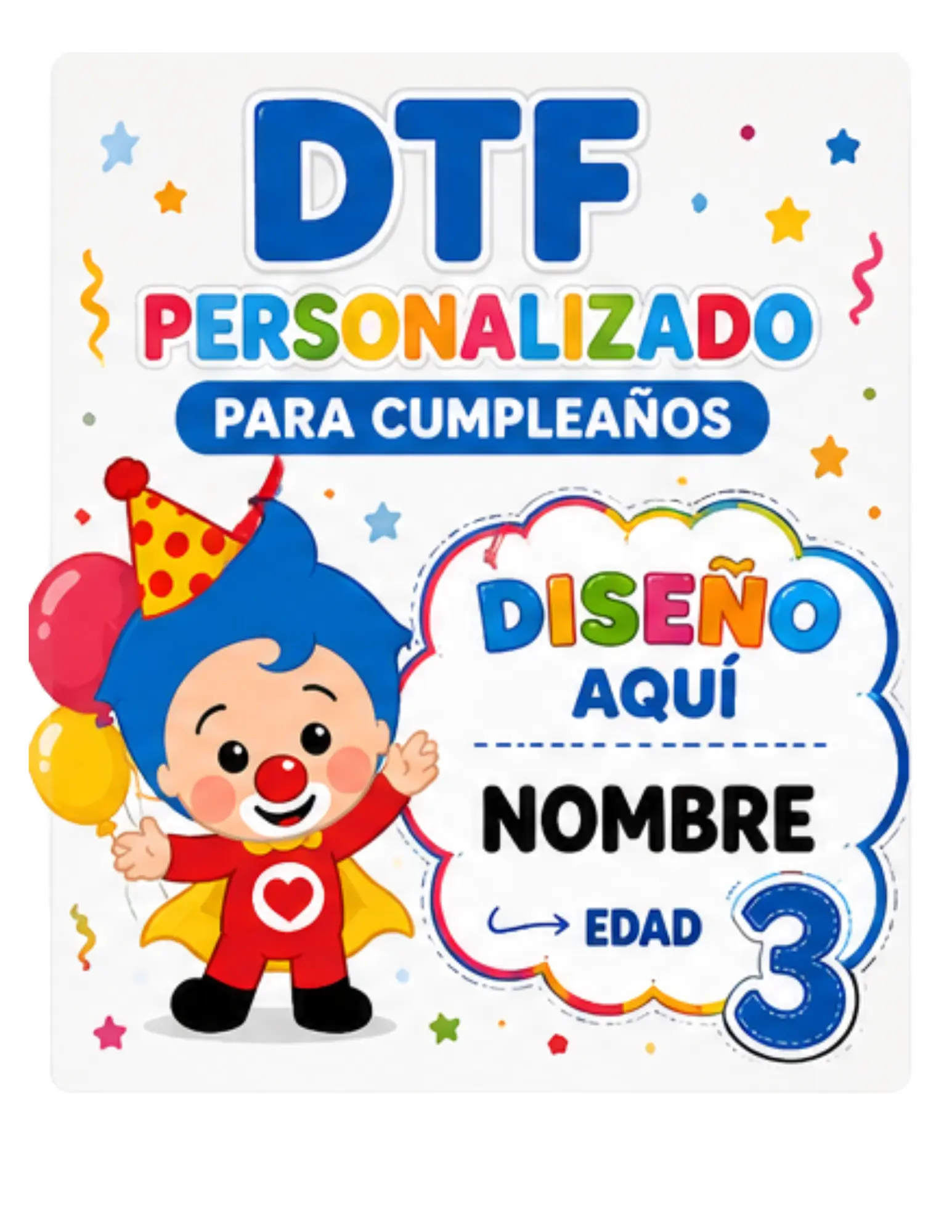 Custom DTF Transfer, Personalized Birthday Decal with Name and Age for DIY Scrapbooking & Stamping Projects