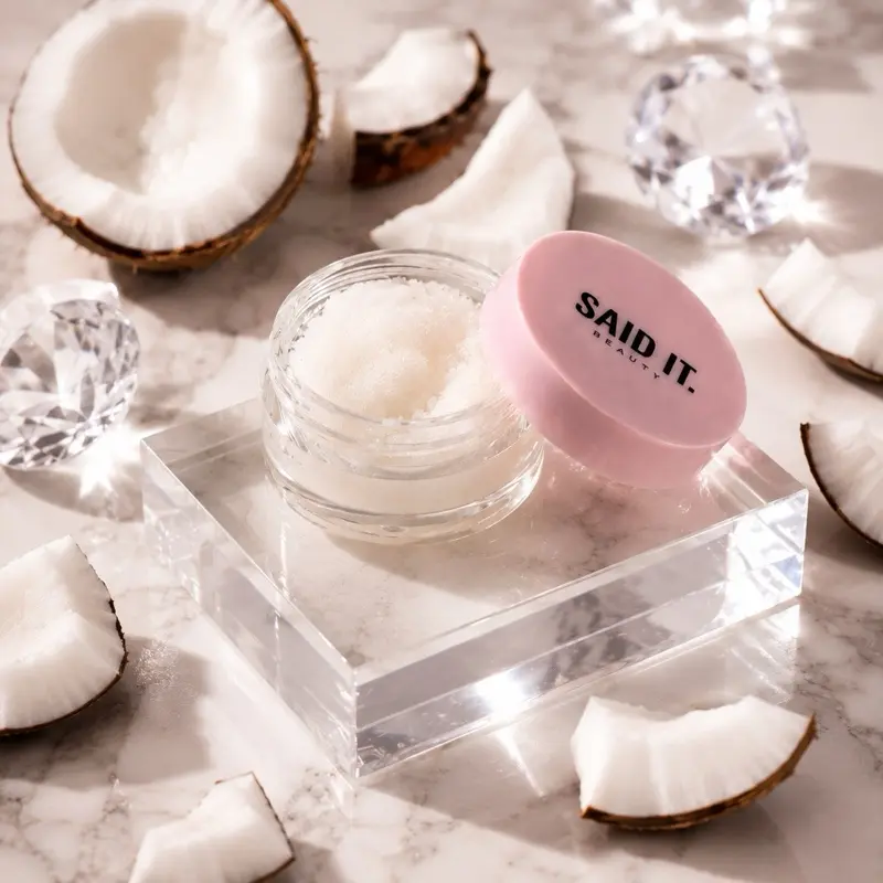 Spill The Juice Coconut Lip Scrub - Luxurious Exfoliating Formula with Shea & Jojoba Oils for Soft Smooth Lips - Tropical Scented Lip Care